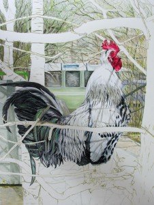 1516 Progress picture of 'An Old Cock in a Tree at Woodbridge'