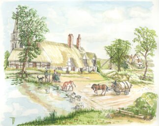 1905 Ye Olde Village Pond  Original Water colour/Pen & Ink (9" x 12")