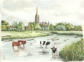 1906 Ankle-deep at Salisbury  Original Water colour/Pen & Ink (9" x 12")