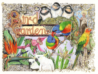 1609 Bird Garden Illumination Original Water colour with gold leaf (12" x 16")