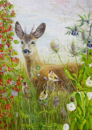 NETTIE'S NATURE PUZZLES: The Sentinel Yearling (Roe Deer with Goldfinches) 1000 piece