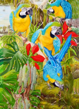 NETTIE'S NATURE PUZZLES: Blue & Gold Macaws & Swamp Hibiscus 1000 piece